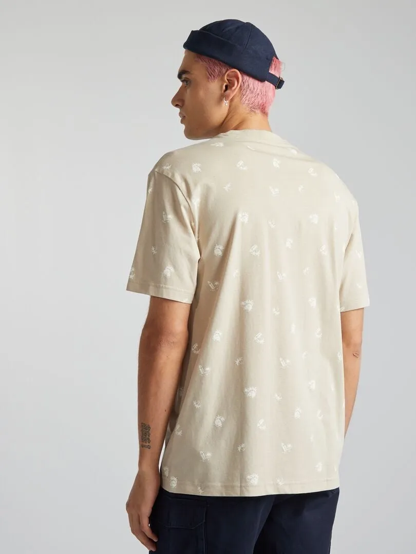 CAMISETA DE CUELLO REDONDO CON ESTAMPADO  BEIGE