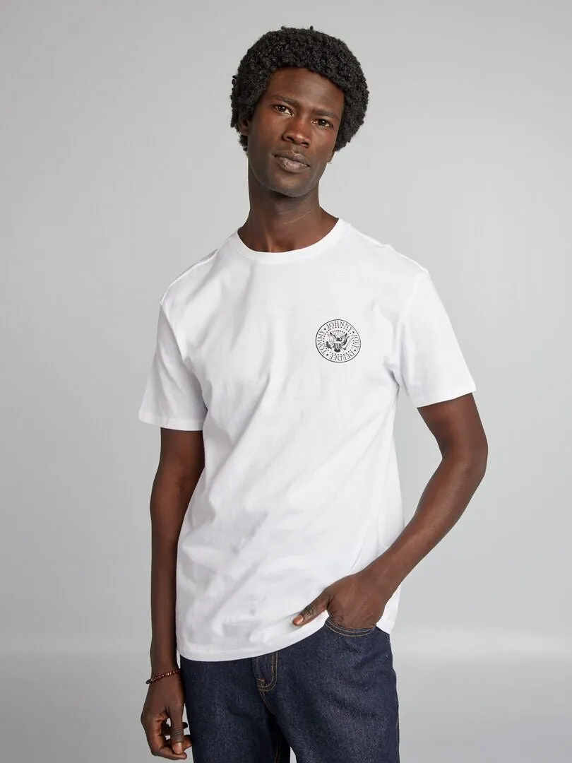 CAMISETA DE PUNTO CON CUELLO REDONDO 'RAMONES'  BLANCO