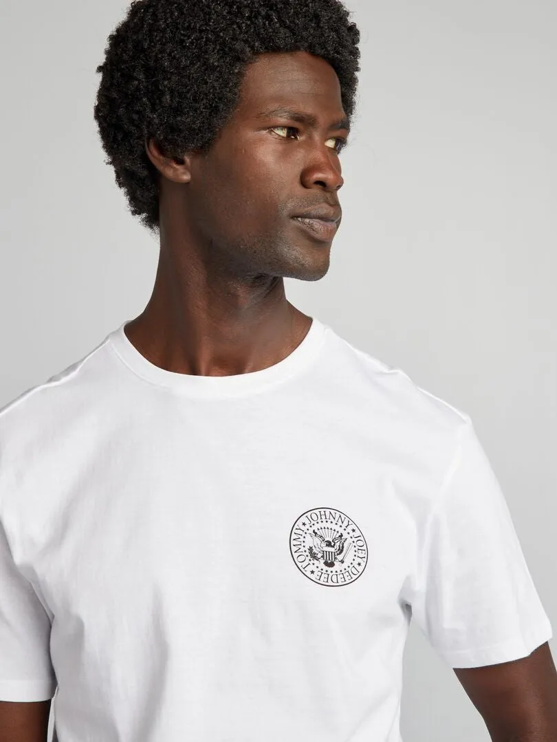 CAMISETA DE PUNTO CON CUELLO REDONDO 'RAMONES'  BLANCO
