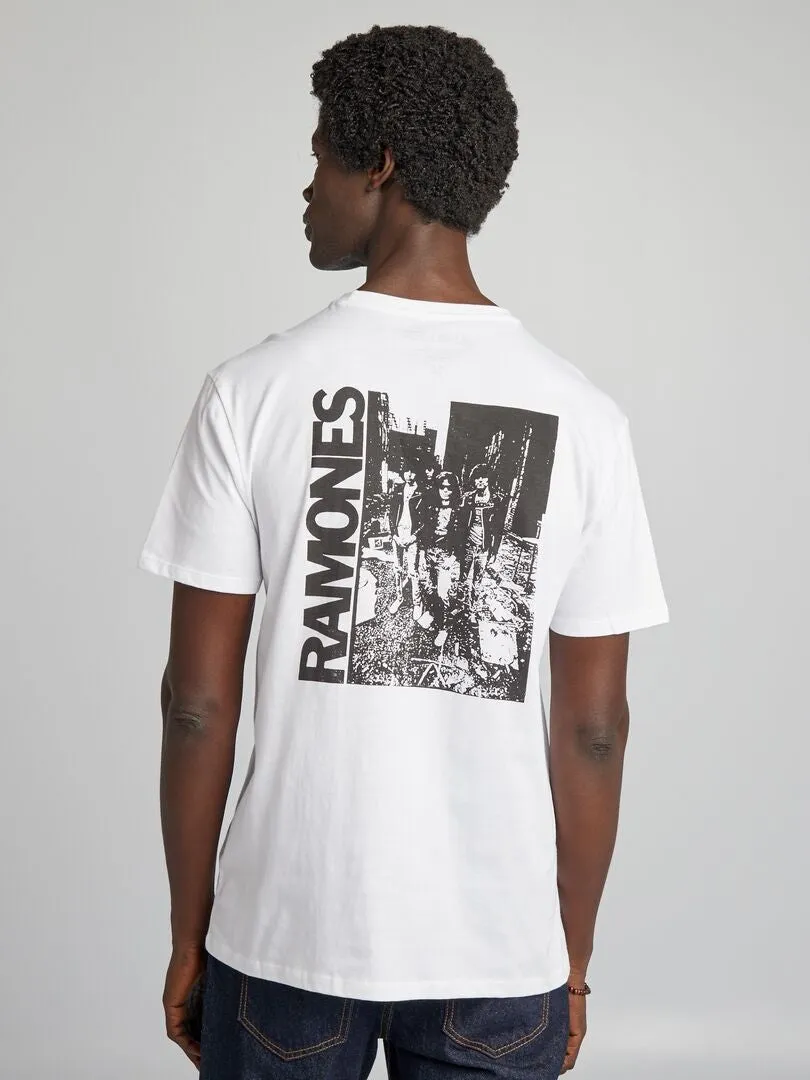 CAMISETA DE PUNTO CON CUELLO REDONDO 'RAMONES'  BLANCO