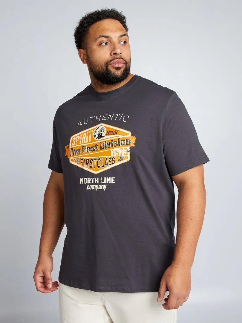 CAMISETA DE PUNTO CON ESTAMPADO DELANTERO  NEGRO