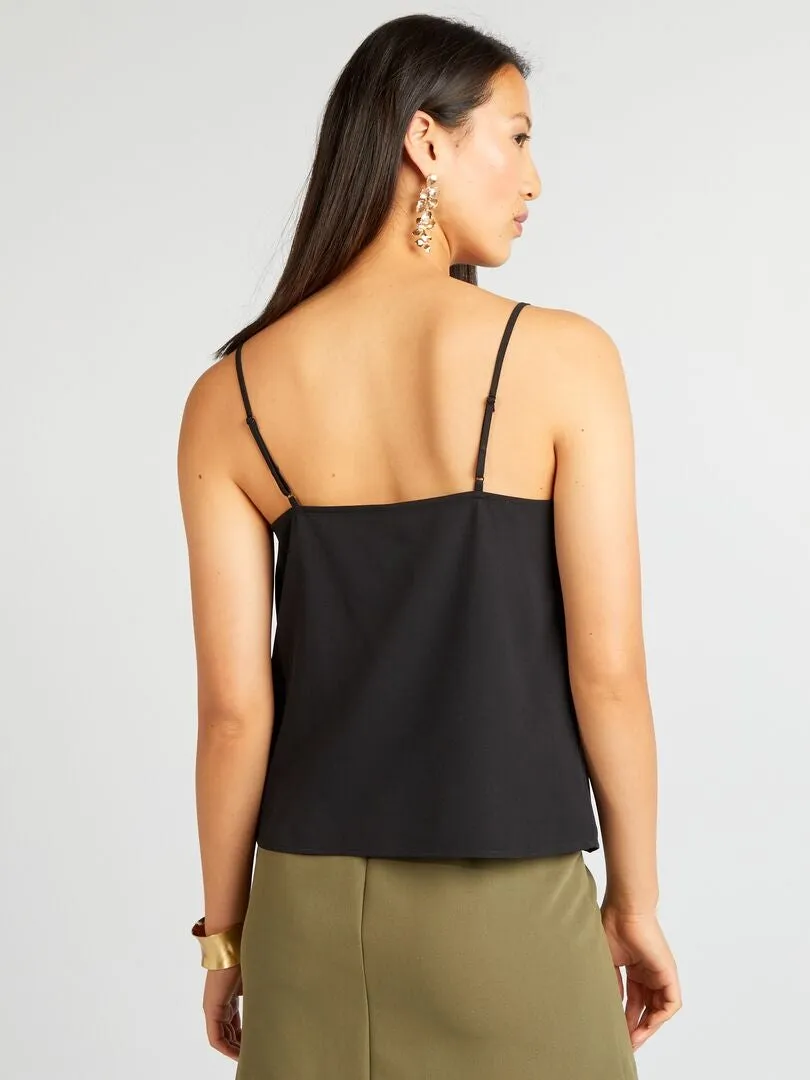 CAMISETA DE TIRANTES CON ENCAJE  NEGRO