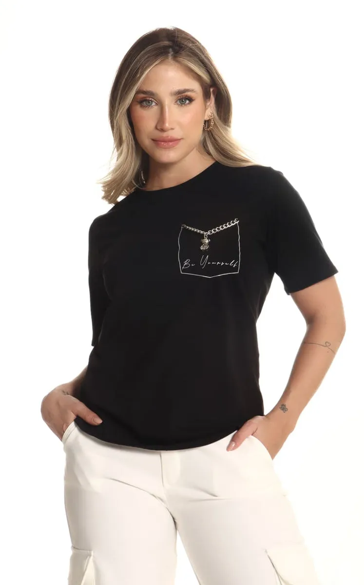 Camiseta Negra Aplique