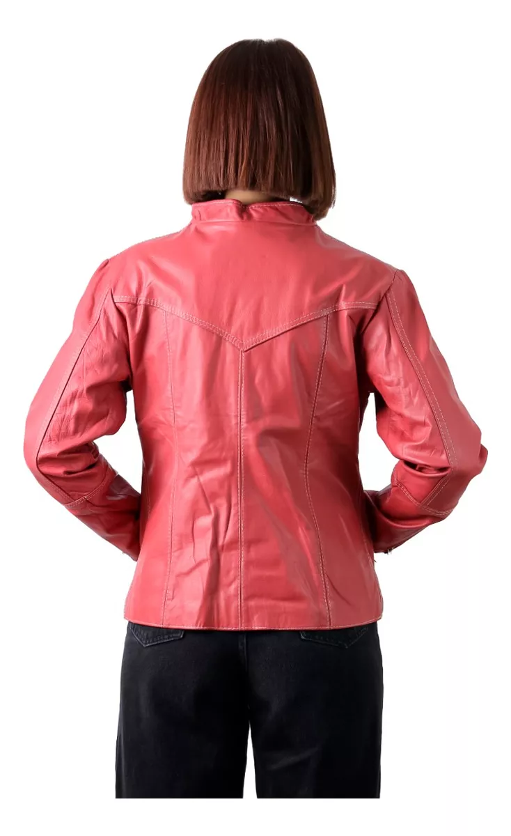 CAMPERA DE CUERO VACUNO 100% LEGITIMO DE MUJER CORAL  143