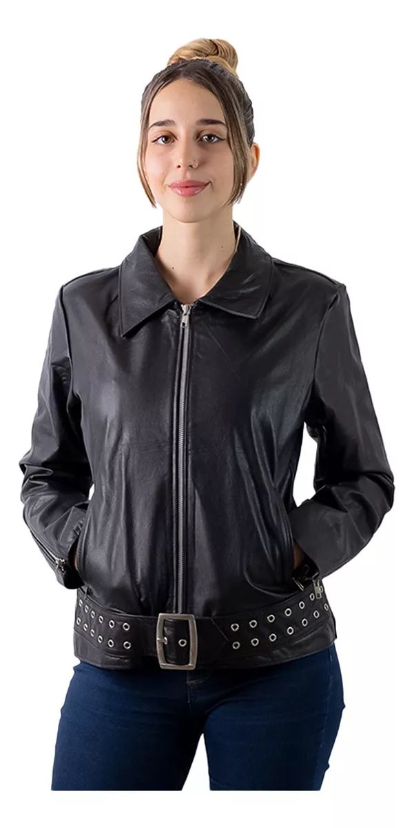 CAMPERA DE CUERO VACUNO DE MUJER  MODELO: LUCRECIA