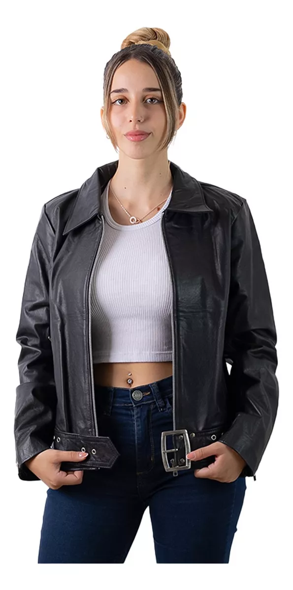 CAMPERA DE CUERO VACUNO DE MUJER  MODELO: LUCRECIA