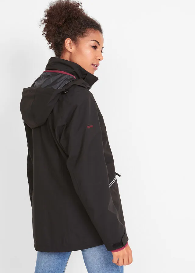 Chaqueta funcional 3 en 1 para exteriores con chaqueta interior en tejido polar Negro/rojo rododendro