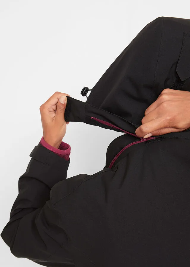 Chaqueta funcional 3 en 1 para exteriores con chaqueta interior en tejido polar Negro/rojo rododendro