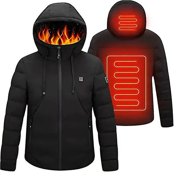 Chaqueta térmica con capucha, chaqueta con capucha caliente de invierno con 3 niveles de calefacción, puerto de carga USB, abrig