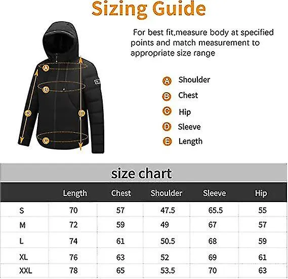 Chaqueta térmica con capucha, chaqueta con capucha caliente de invierno con 3 niveles de calefacción, puerto de carga USB, abrig