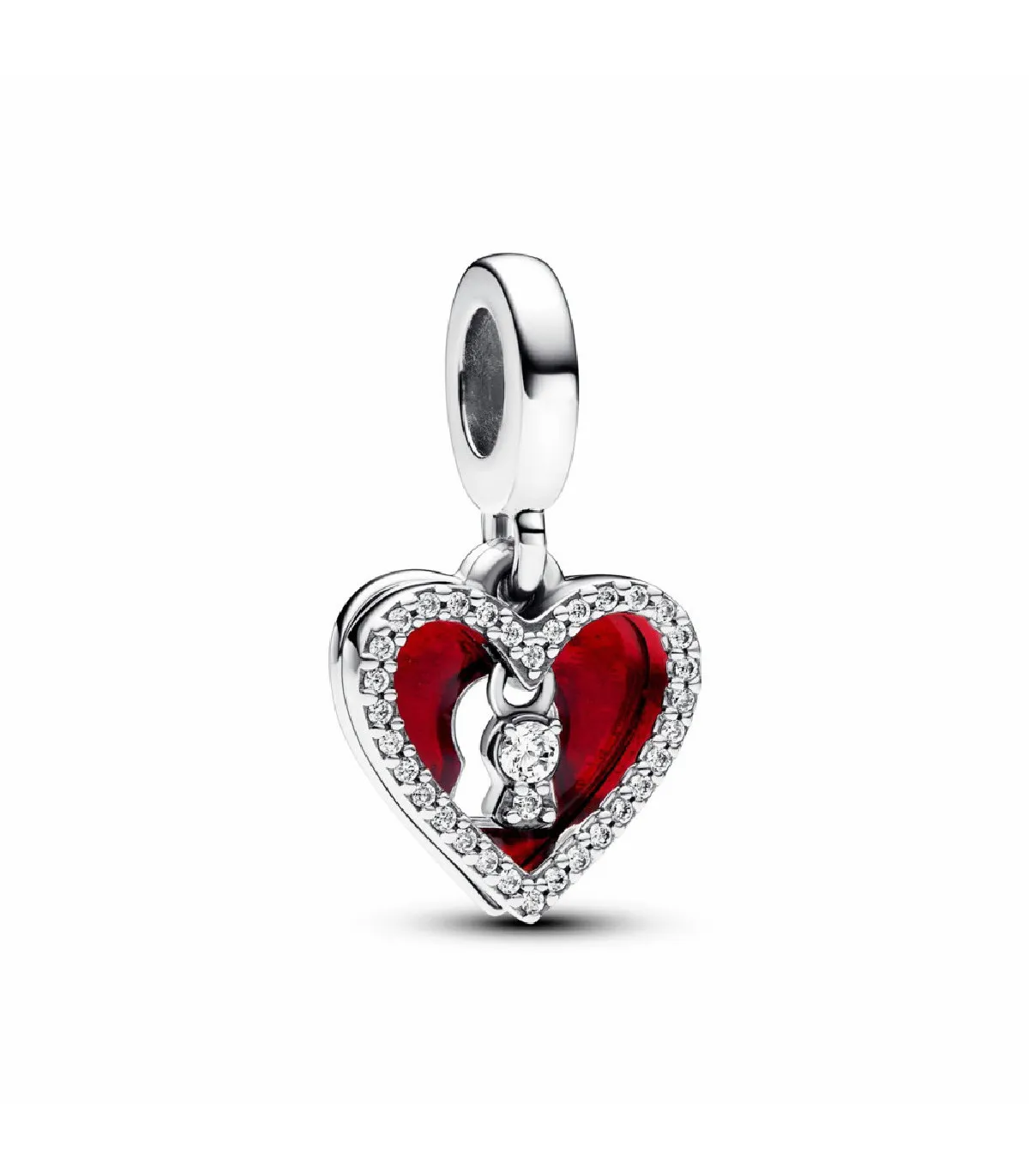CHARM COLGANTE PANDORA DOBLE CORAZóN ROJO Y CERRADURA  793119C01