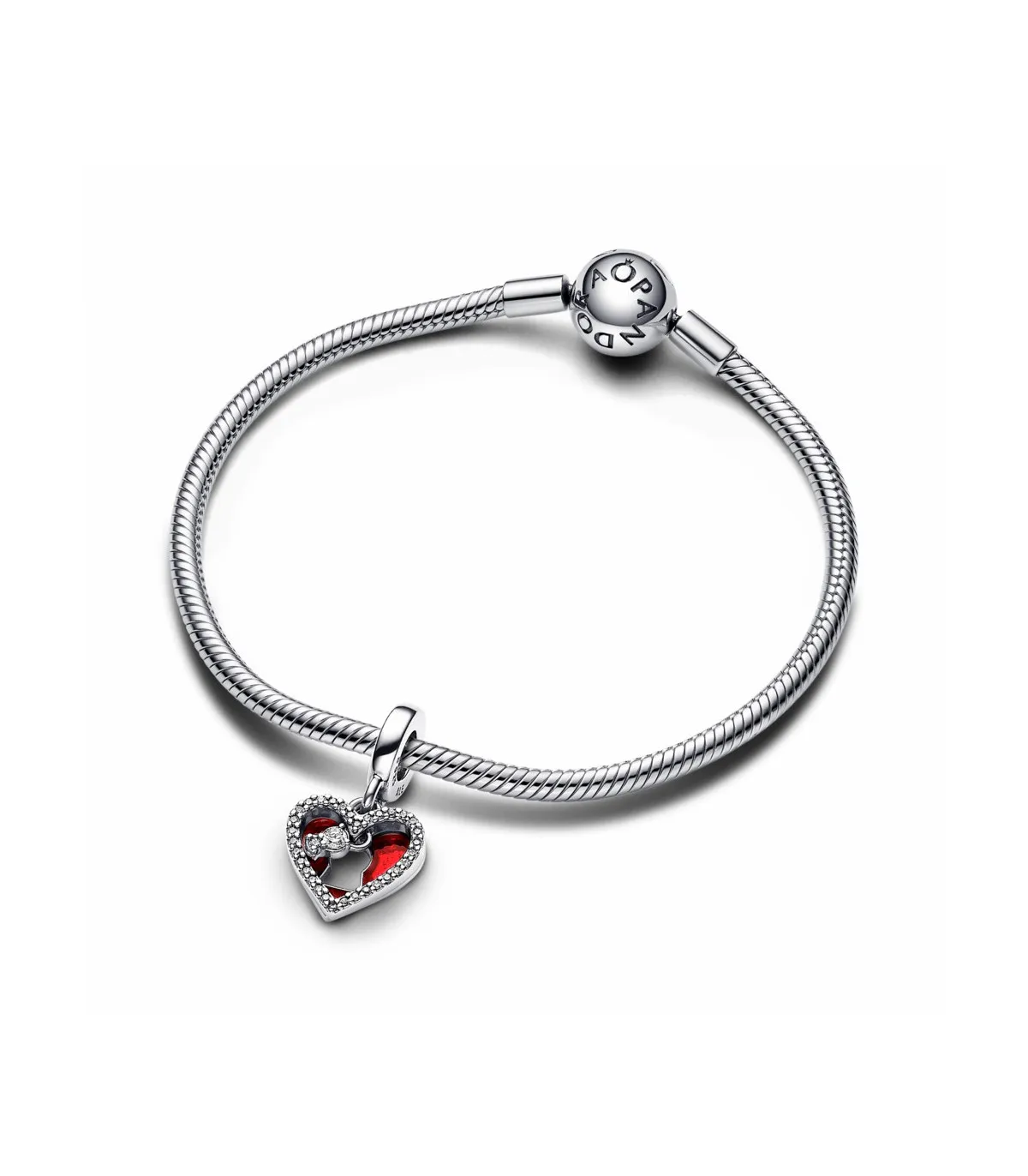 CHARM COLGANTE PANDORA DOBLE CORAZóN ROJO Y CERRADURA  793119C01