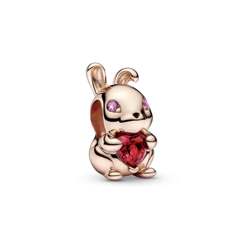 CHARM PANDORA PLATA BAÑO ORO ROSA 14K AÑO CHINO DEL CONEJO 782471C01