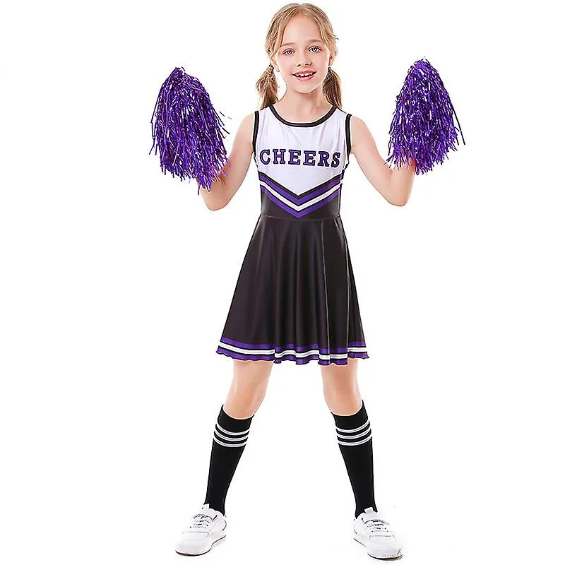 CHILDREN'S CHEERLEADING UNIFORM FIVECOLOR  SLEEVELESS FOOTBALL BABY CHEERLEADING SKIRT WOMEN'S SOCKS + LALA FLOWERS