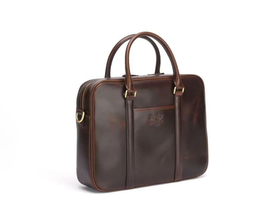 Chocolate Men's leather satchel with shoulder strap