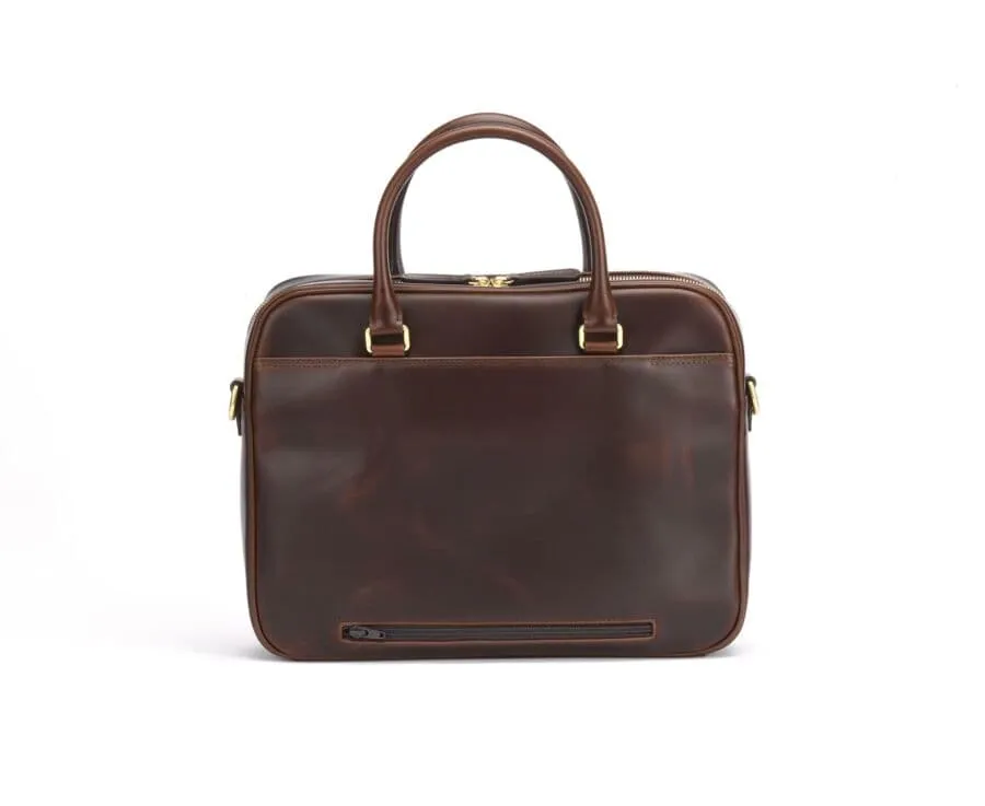 Chocolate Men's leather satchel with shoulder strap