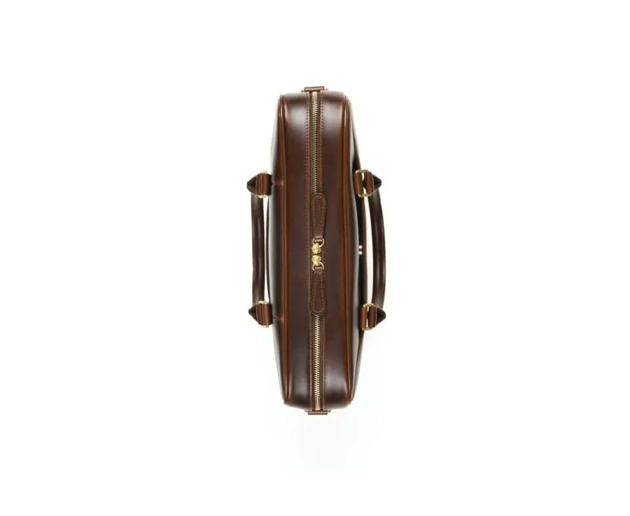 Chocolate Men's leather satchel with shoulder strap