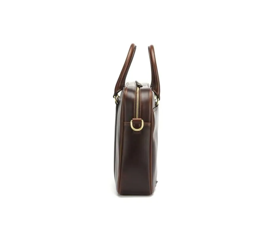 Chocolate Men's leather satchel with shoulder strap