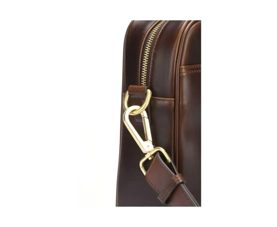 Chocolate Men's leather satchel with shoulder strap