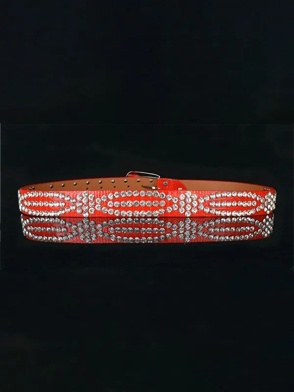 Cinturón con hebilla adornada con diamantes de imitación