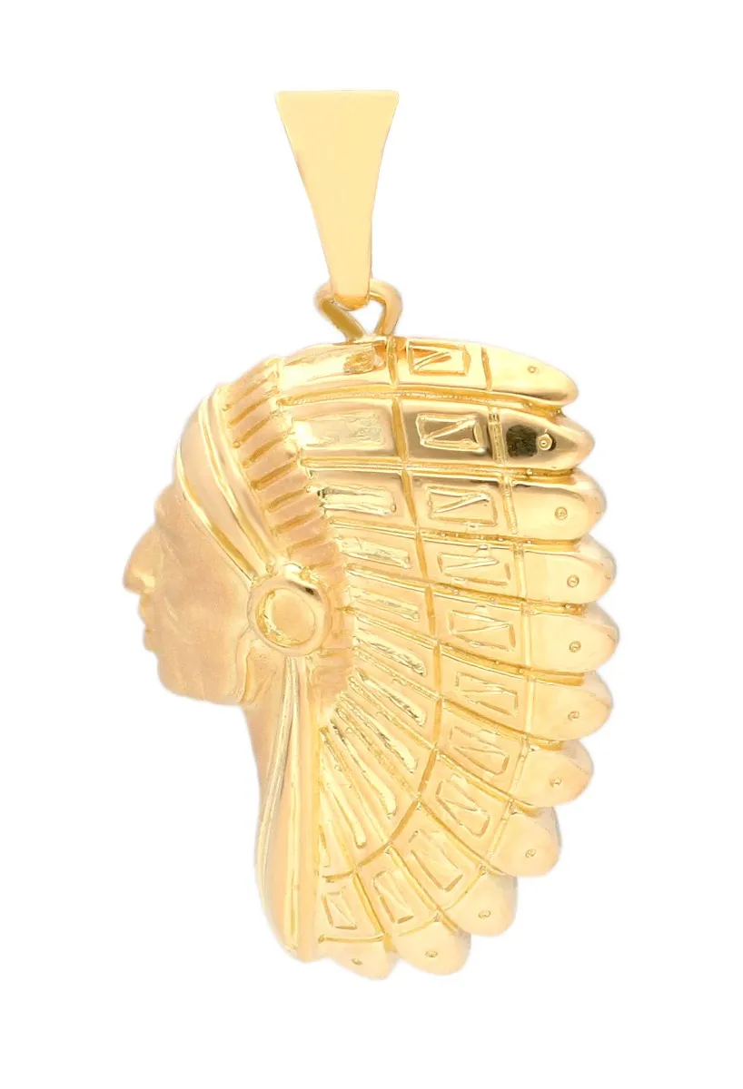 Colgante oro 18k, cabeza de jefe indio.