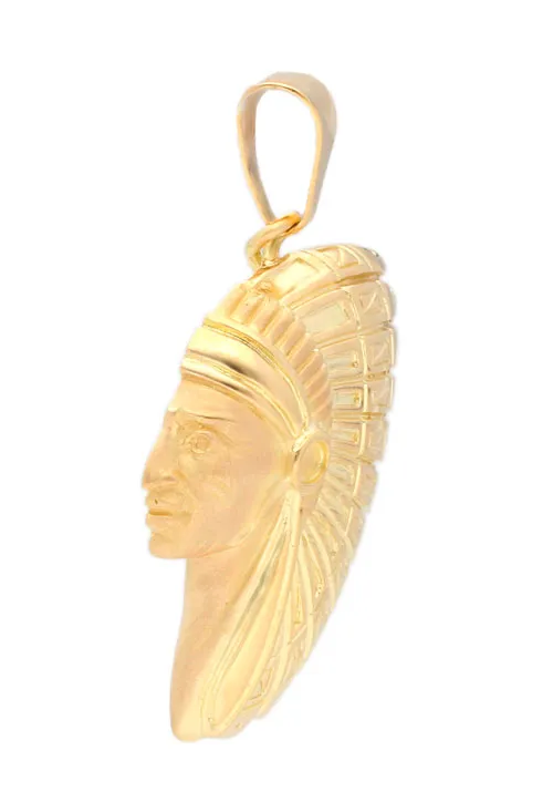 Colgante oro 18k, cabeza de jefe indio.