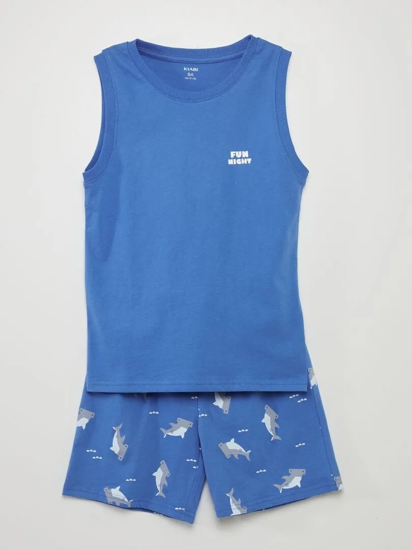 CONJUNTO DE PIJAMA CON CAMISETA + SHORT 'TIBURóN'  AZUL
