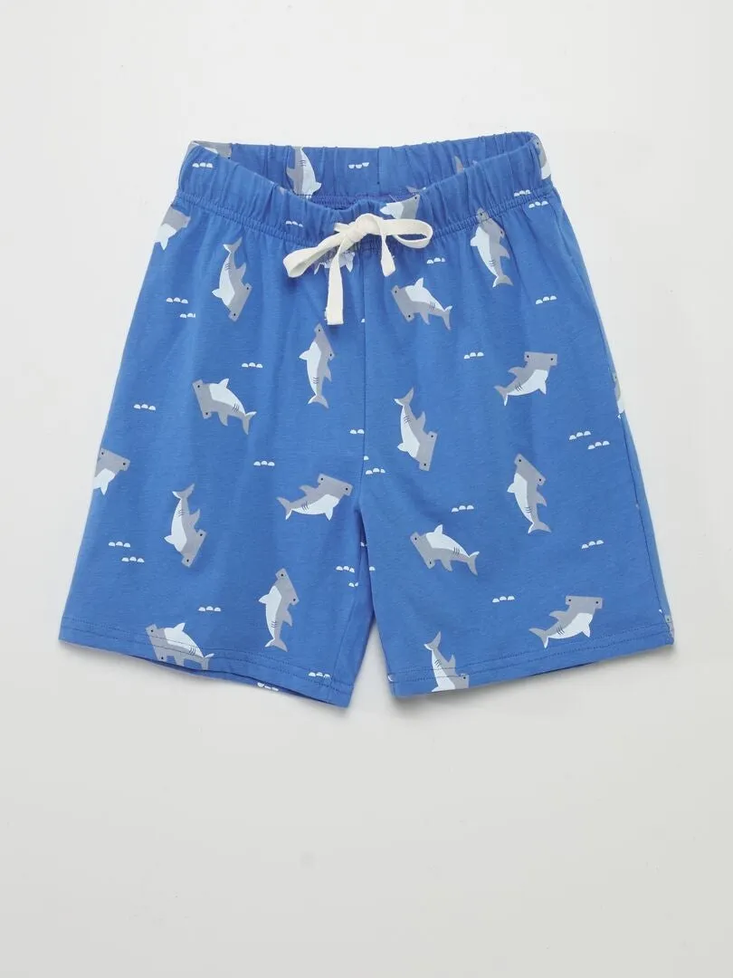 CONJUNTO DE PIJAMA CON CAMISETA + SHORT 'TIBURóN'  AZUL