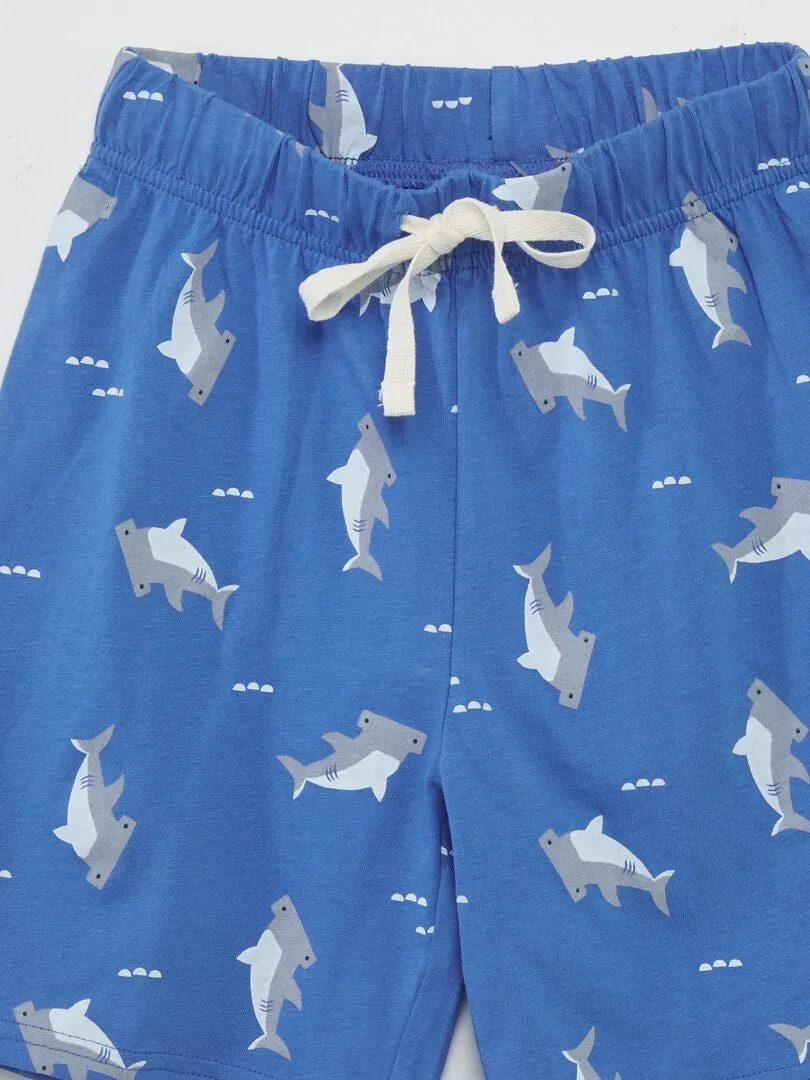 CONJUNTO DE PIJAMA CON CAMISETA + SHORT 'TIBURóN'  AZUL