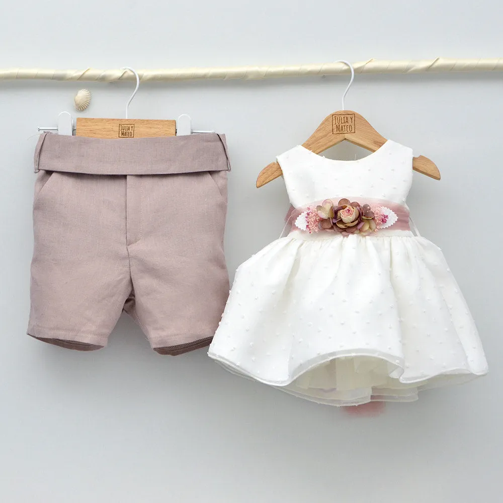 Conjunto lino Isabel con camisa cuello Mao y pantalón con Fajín talla 10 aos