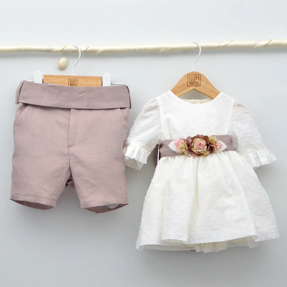 Conjunto lino Isabel con camisa cuello Mao y pantalón con Fajín talla 10 aos