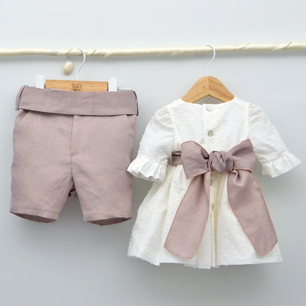 Conjunto lino Isabel con camisa cuello Mao y pantalón con Fajín talla 10 aos