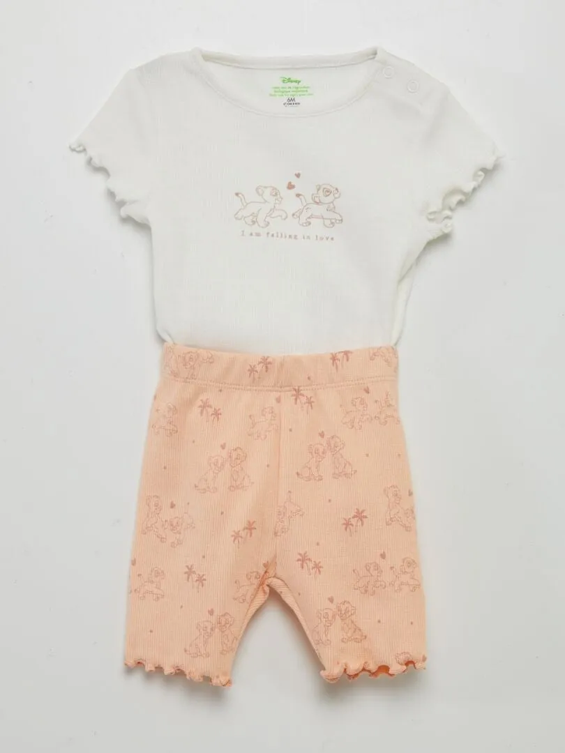 CONJUNTO 'DISNEY' CON BODY DE CANALé + LEGGING CORTO  BLANCO