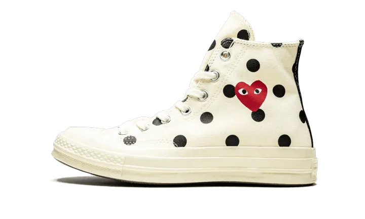 CONVERSE CHUCK TAYLOR ALLSTAR 70S HI COMME DES GARçONS PLAY POLKA DOT WHITE