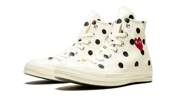 CONVERSE CHUCK TAYLOR ALLSTAR 70S HI COMME DES GARçONS PLAY POLKA DOT WHITE