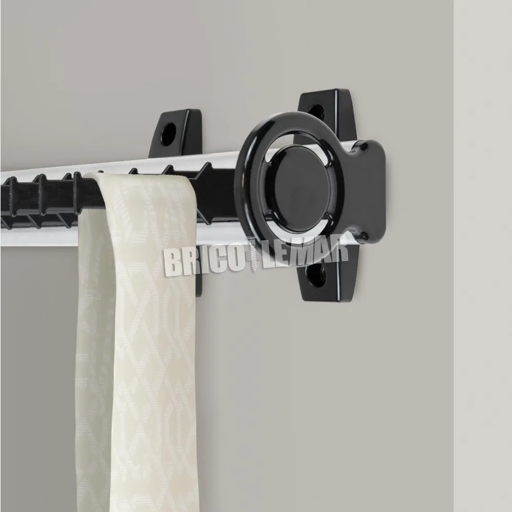 Corbatero lateral extraíble para armario aluminio y plástico anodizado mate y negro Emuca