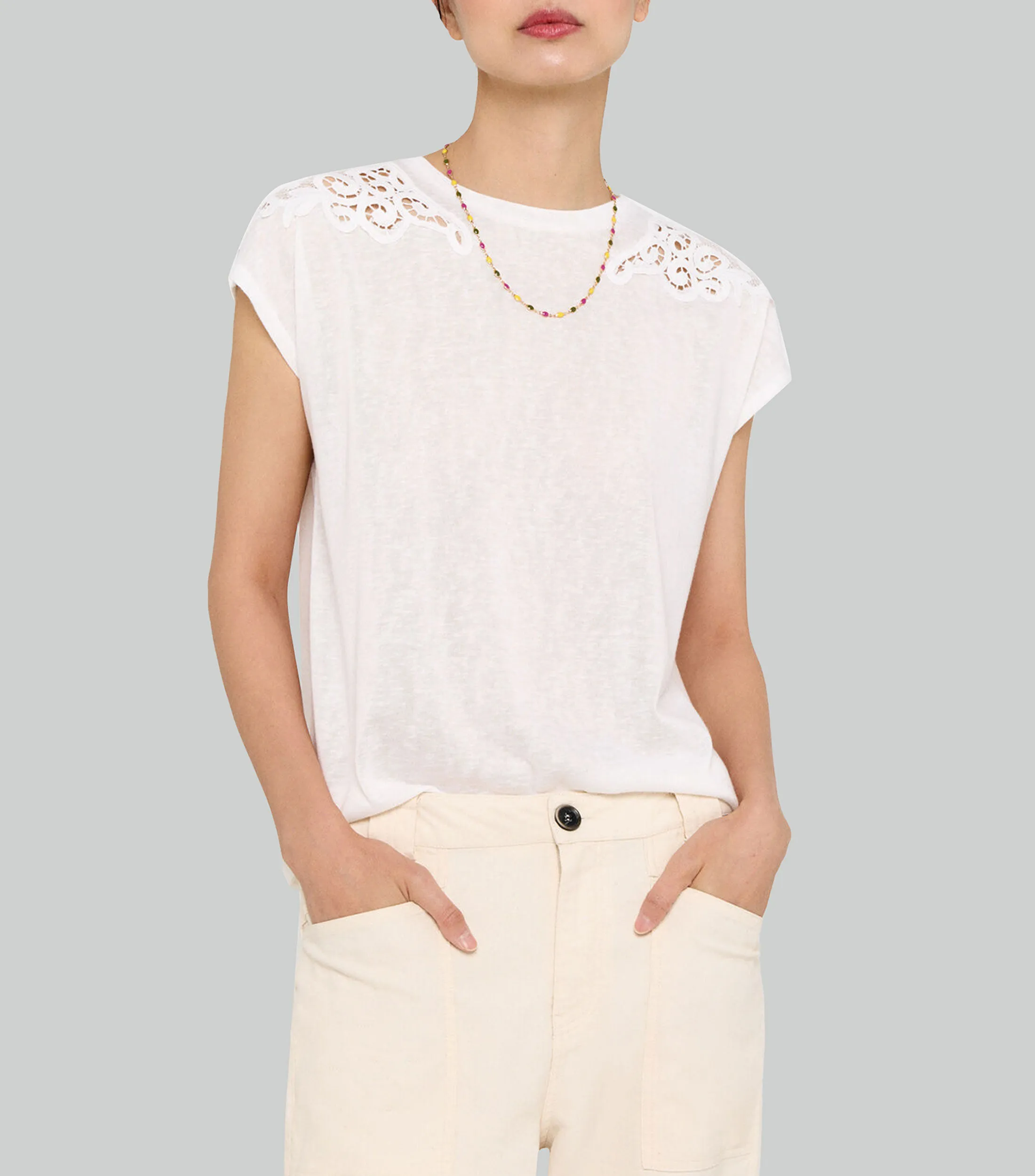 Cortefiel Playera cuello redondo manga corta Mujer