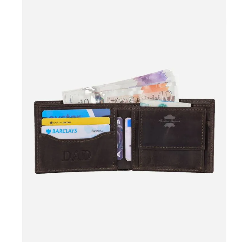 Crazy Horse Leather Bifold Wallet for Dad Multiple Pockets for Cash & Cards