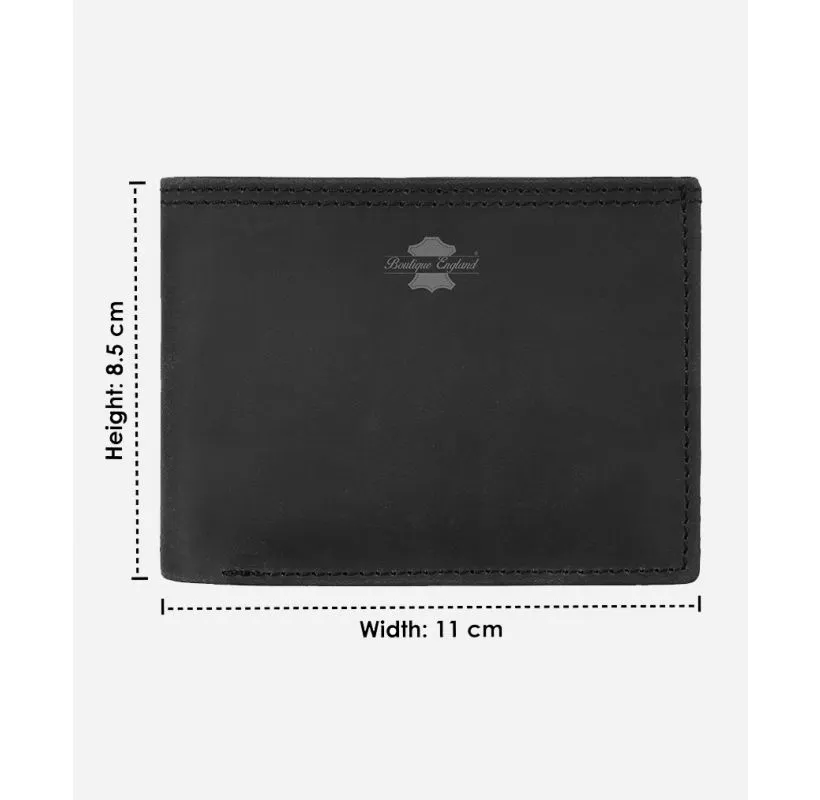 Crazy Horse Leather Bifold Wallet for Dad Multiple Pockets for Cash & Cards