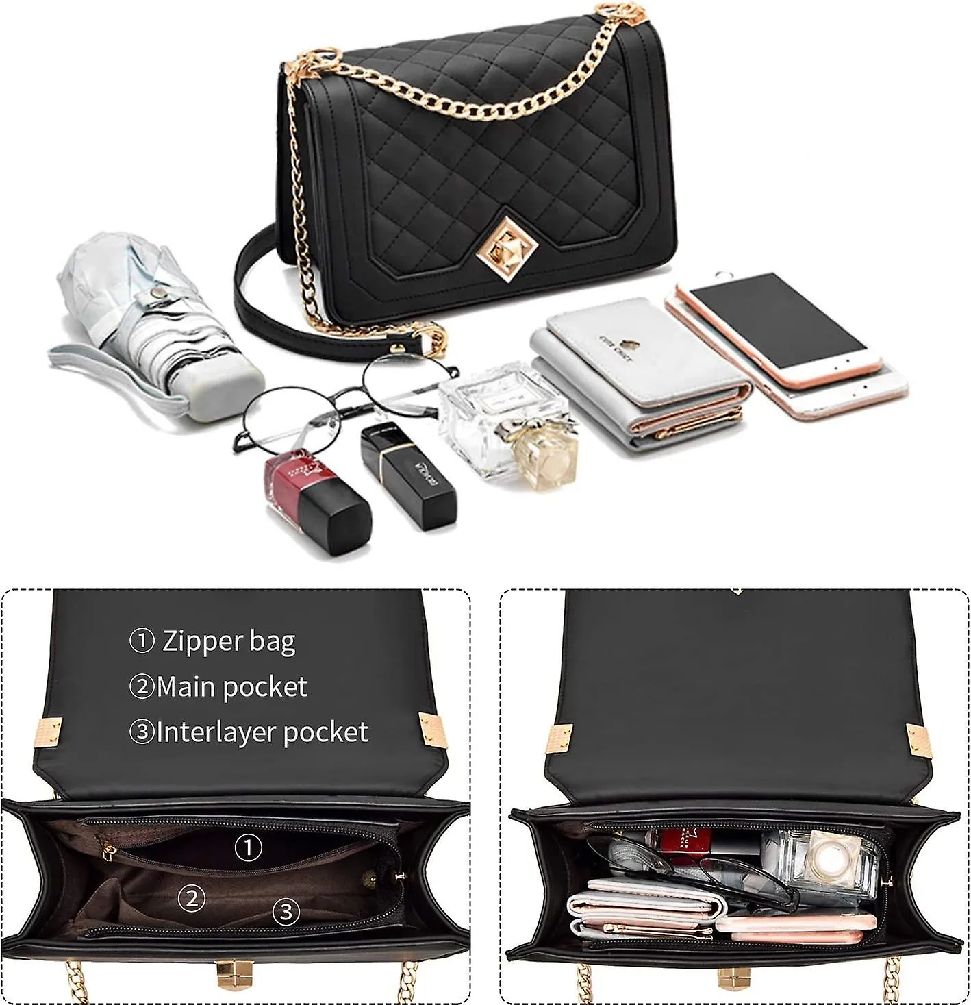 Crossbody Bag Ladies Shoulder Bag Pequeño para mujeres Pu Cuero Impermeable Bolsos impermeables