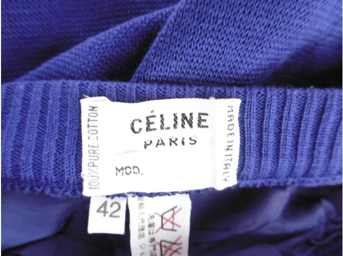 Céline Falda de algodon Azul marino 