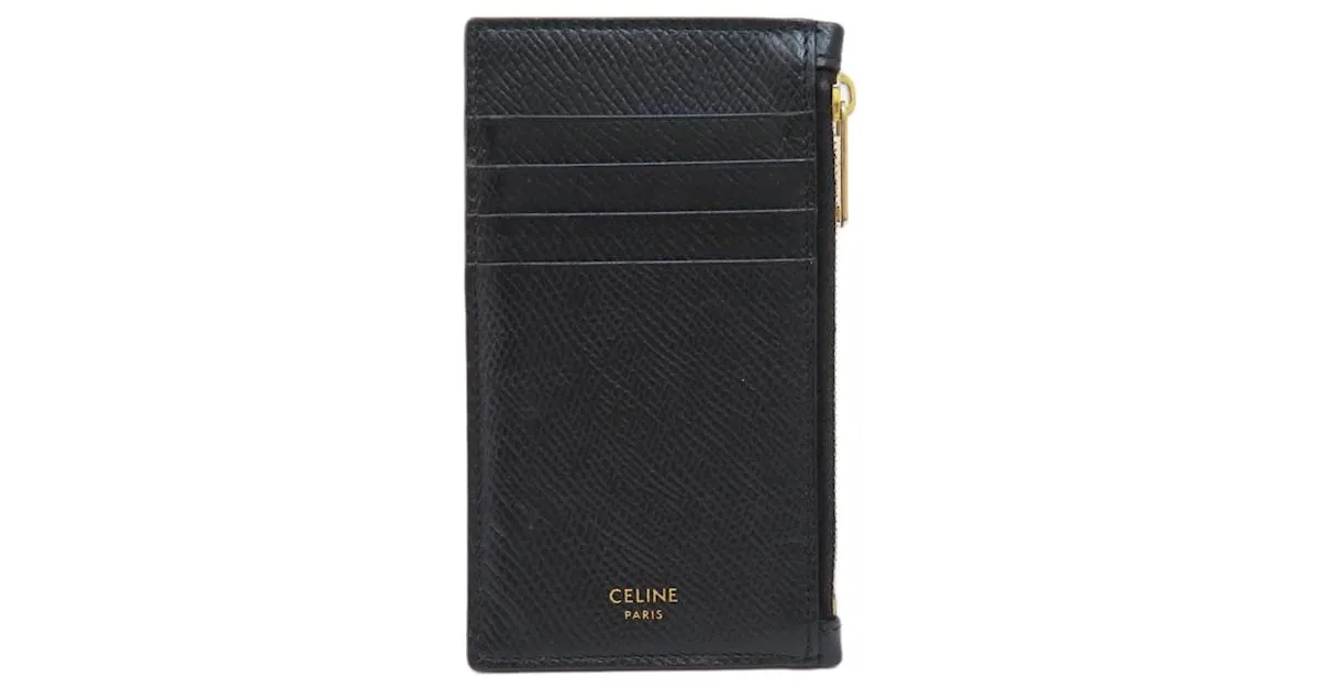 Céline Tarjetero de cuero negro Celine 
