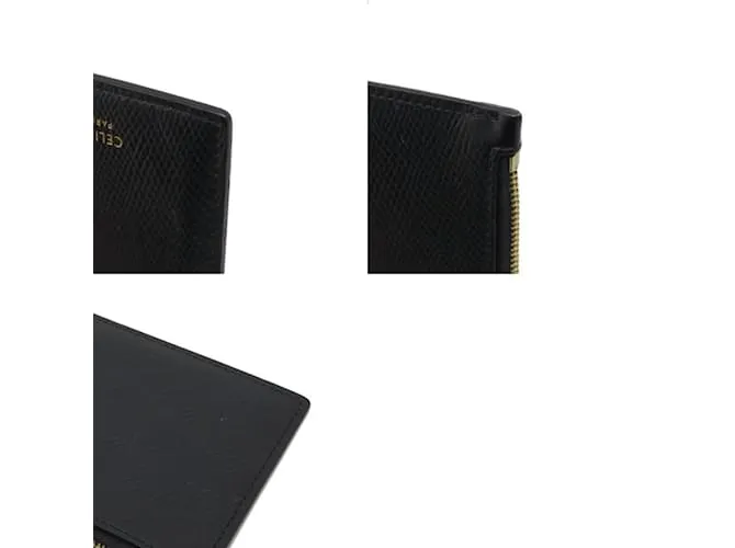 Céline Tarjetero de cuero negro Celine 