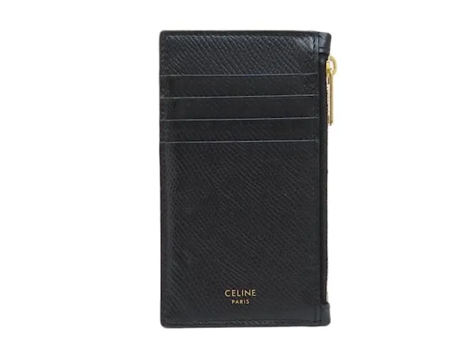 Céline Tarjetero de cuero negro Celine 