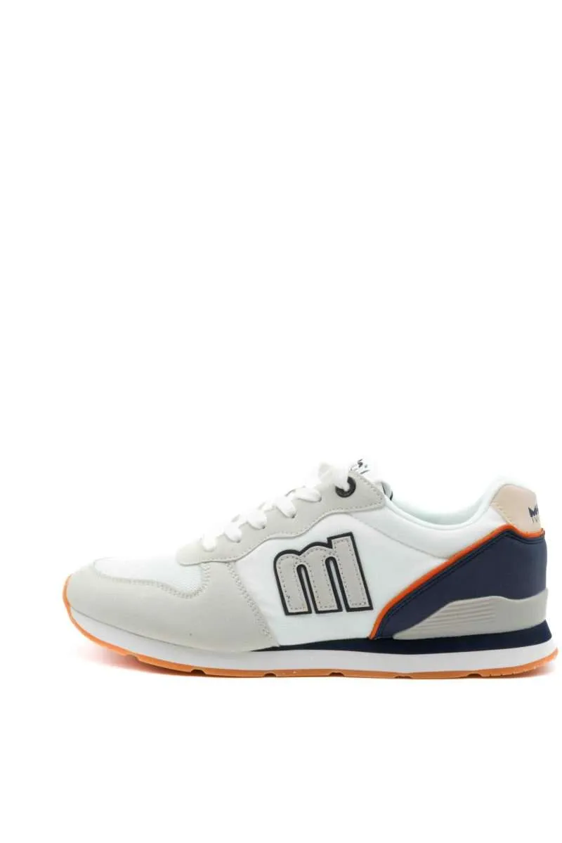 Deportiva de Mustang de color blanco y azul marino