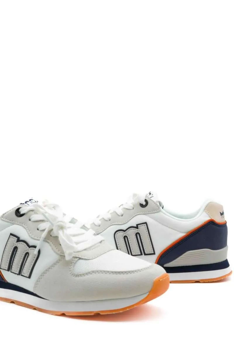 Deportiva de Mustang de color blanco y azul marino