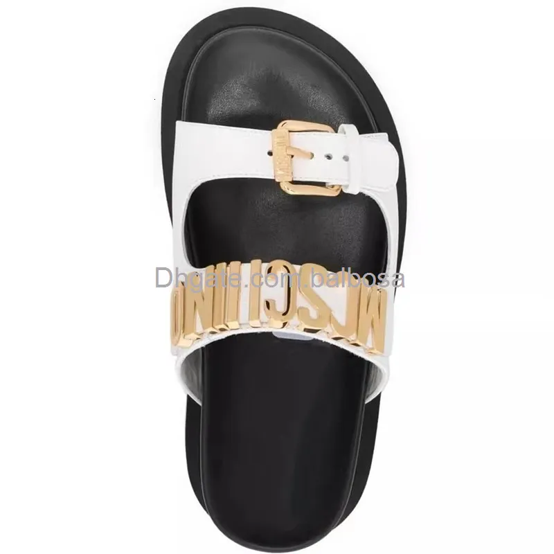 Diseñador sandalias para mujer cartas de hardware decorativo espíritu de espiga diapositivas zapatillas de lujo moda para mujere