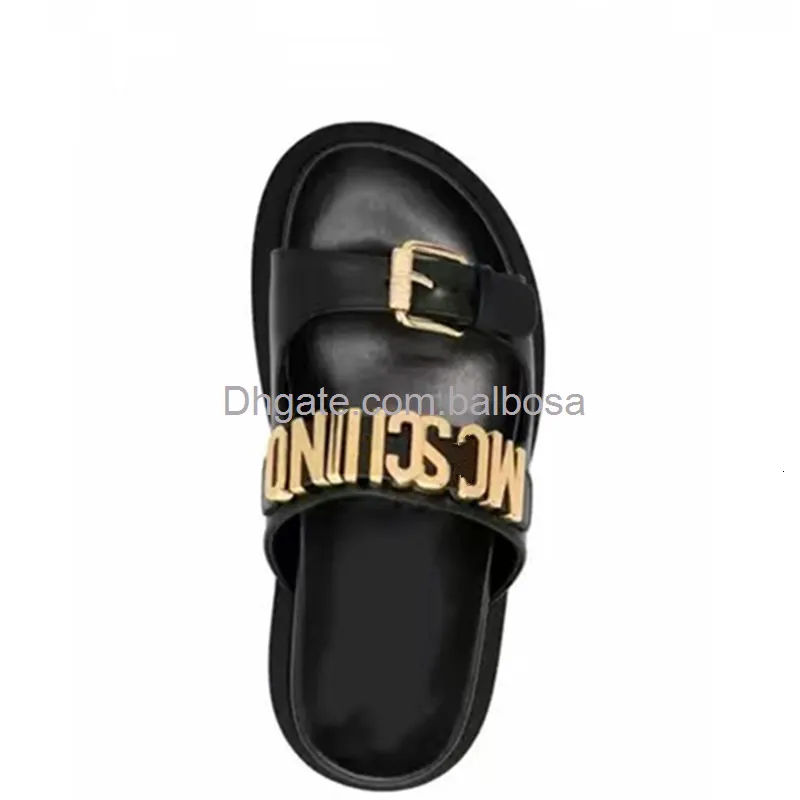 Diseñador sandalias para mujer cartas de hardware decorativo espíritu de espiga diapositivas zapatillas de lujo moda para mujere