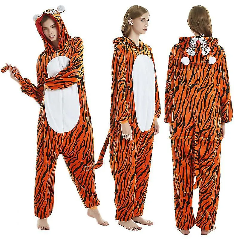 Disfraz De Tigre Pijama Mono Kigurumi Mono Ropa De Noche Sudadera Con Capucha De Animales Para Niños Adultos Whbyv