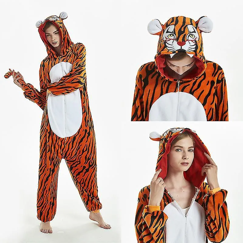 Disfraz De Tigre Pijama Mono Kigurumi Mono Ropa De Noche Sudadera Con Capucha De Animales Para Niños Adultos Whbyv